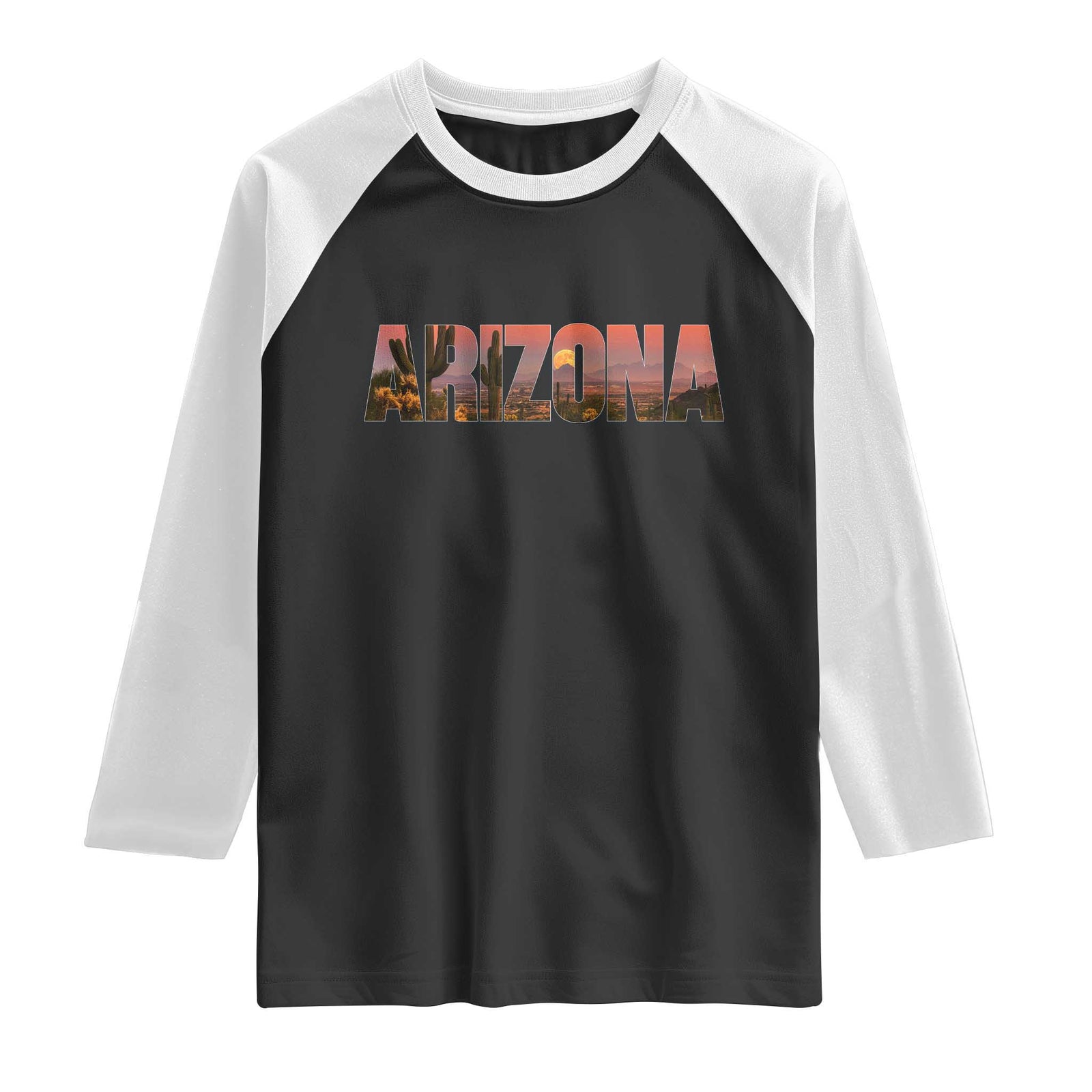 Arizona Photo Landscape Cactus Dessert Mountains Nature Raglan Shirt TS14 Black White Print Your Wear