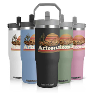 Arizona Desert Sunset Saguaro Cactus Mountains Nature Lover Flip Straw Tumbler