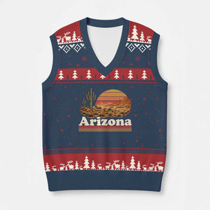 Arizona Desert Sunset Saguaro Cactus Mountains Nature Lover V-Neck Knit Sweater Vest