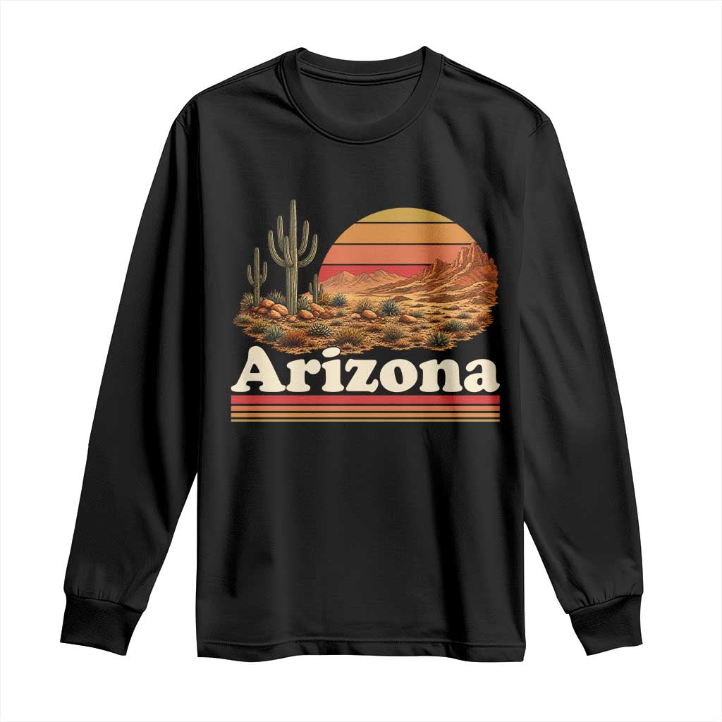 Arizona Desert Sunset Saguaro Cactus Mountains Nature Lover Long Sleeve Shirt TS14 Black Print Your Wear