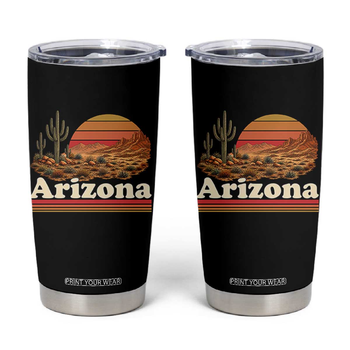 Arizona Desert Sunset Saguaro Cactus Mountains Nature Lover Tumbler Cup TS14 Black Print Your Wear