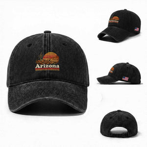 Arizona Desert Sunset Saguaro Cactus Mountains Nature Lover Washed Cotton Baseball Cap