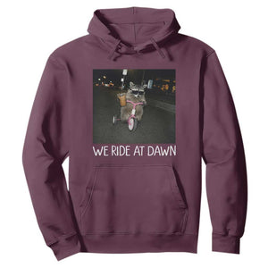 We Ride at Dawn Hoodie Funny Racoon Riding Tricycle Chaotic Meme