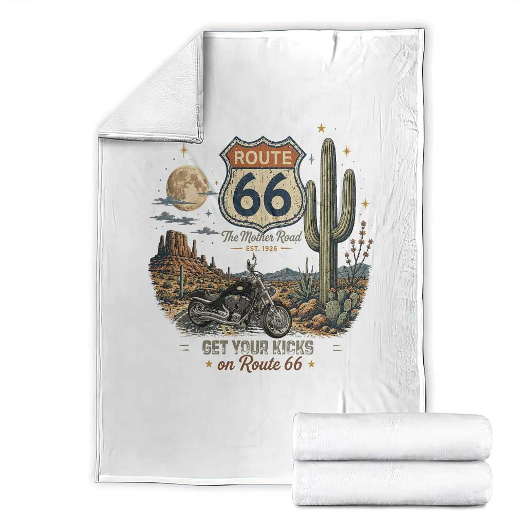 Route Highway 66 Get Your Kicks Centennial Road Trip Throw Blanket Vintage 1976 American Cruiser Motorcycle Lover 100th Anniversary Gift TS14 White Print Your Wear