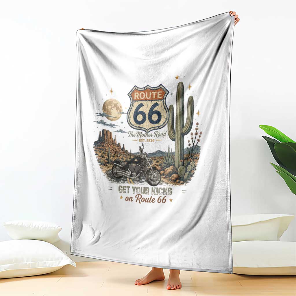 Highway 66 Get Your Kicks Centennial Road Trip Throw Blanket Vintage 1976 American Cruiser Motorcycle Lover 100th Anniversary Gift