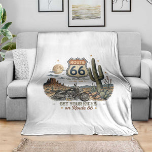 Highway 66 Get Your Kicks Centennial Road Trip Throw Blanket Vintage 1976 American Cruiser Motorcycle Lover 100th Anniversary Gift