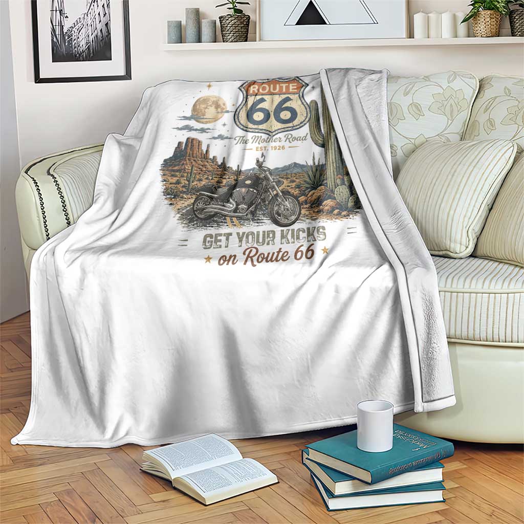 Highway 66 Get Your Kicks Centennial Road Trip Throw Blanket Vintage 1976 American Cruiser Motorcycle Lover 100th Anniversary Gift