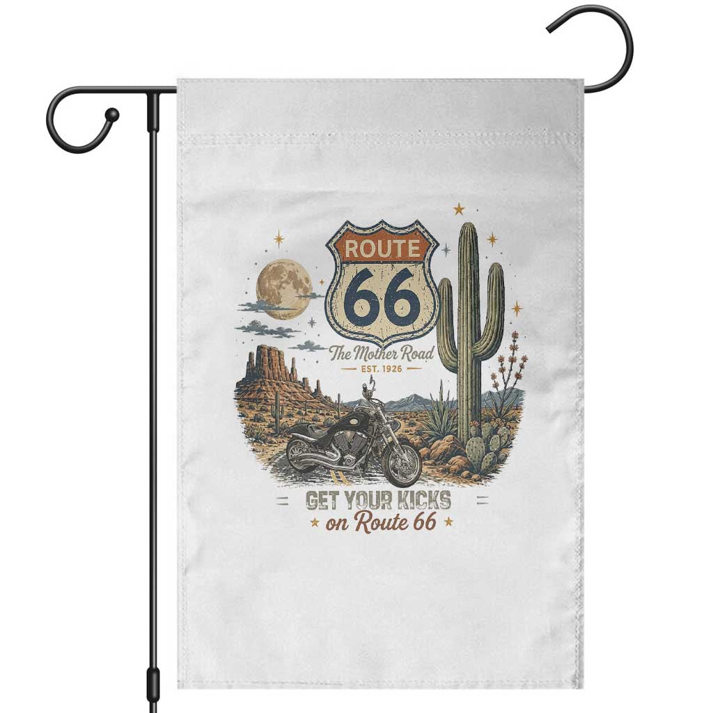 Route Highway 66 Get Your Kicks Centennial Road Trip Garden Flag Vintage 1976 American Cruiser Motorcycle Lover 100th Anniversary Gift TS14 White Print Your Wear