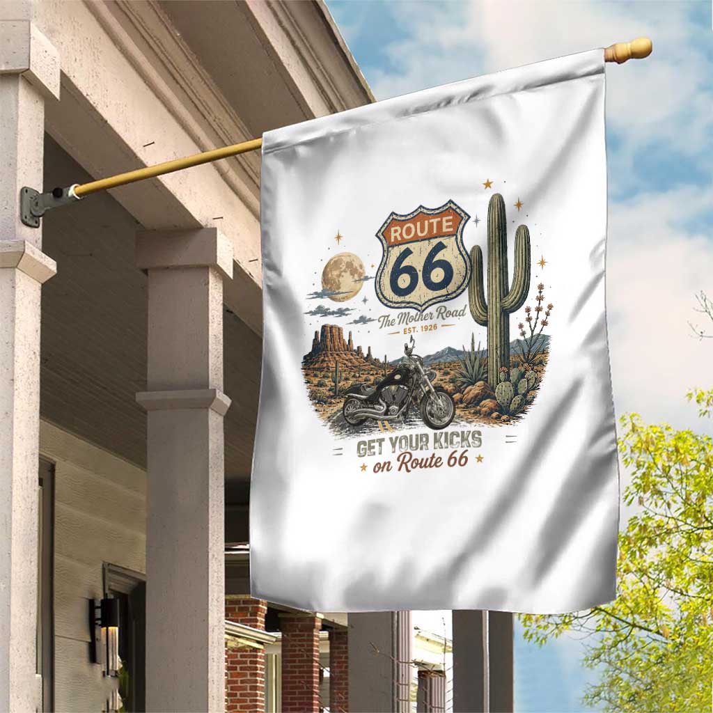 Highway 66 Get Your Kicks Centennial Road Trip Garden Flag Vintage 1976 American Cruiser Motorcycle Lover 100th Anniversary Gift