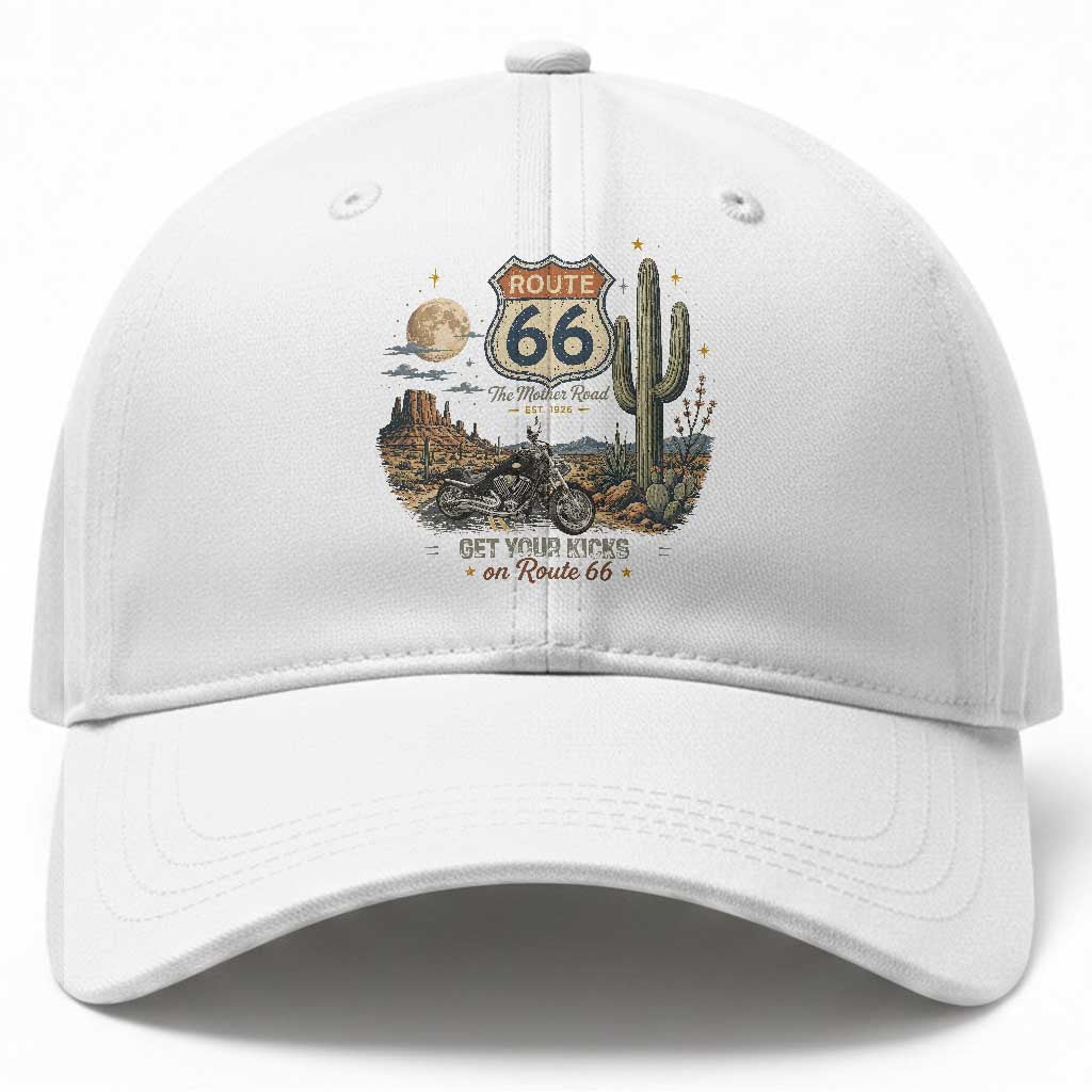 Route Highway 66 Get Your Kicks Centennial Road Trip Baseball Cap Vintage 1976 American Cruiser Motorcycle Lover 100th Anniversary Gift TS14 Print Your Wear