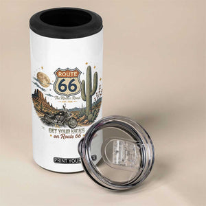 Highway 66 Get Your Kicks Centennial Road Trip 4 in 1 Can Cooler Tumbler Vintage 1976 American Cruiser Motorcycle Lover 100th Anniversary Gift