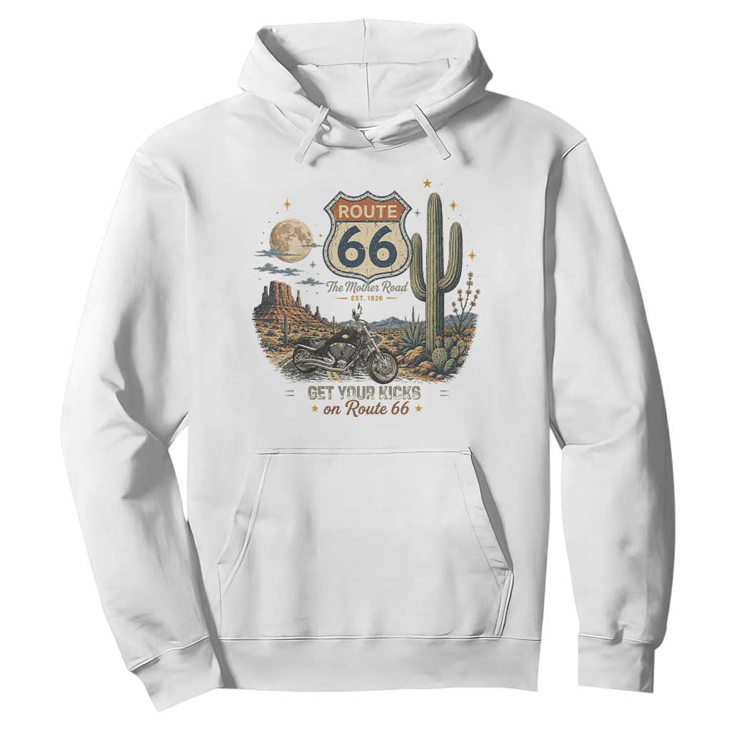 Route Highway 66 Get Your Kicks Centennial Road Trip Hoodie Vintage 1976 American Cruiser Motorcycle Lover 100th Anniversary Gift TS14 White Print Your Wear