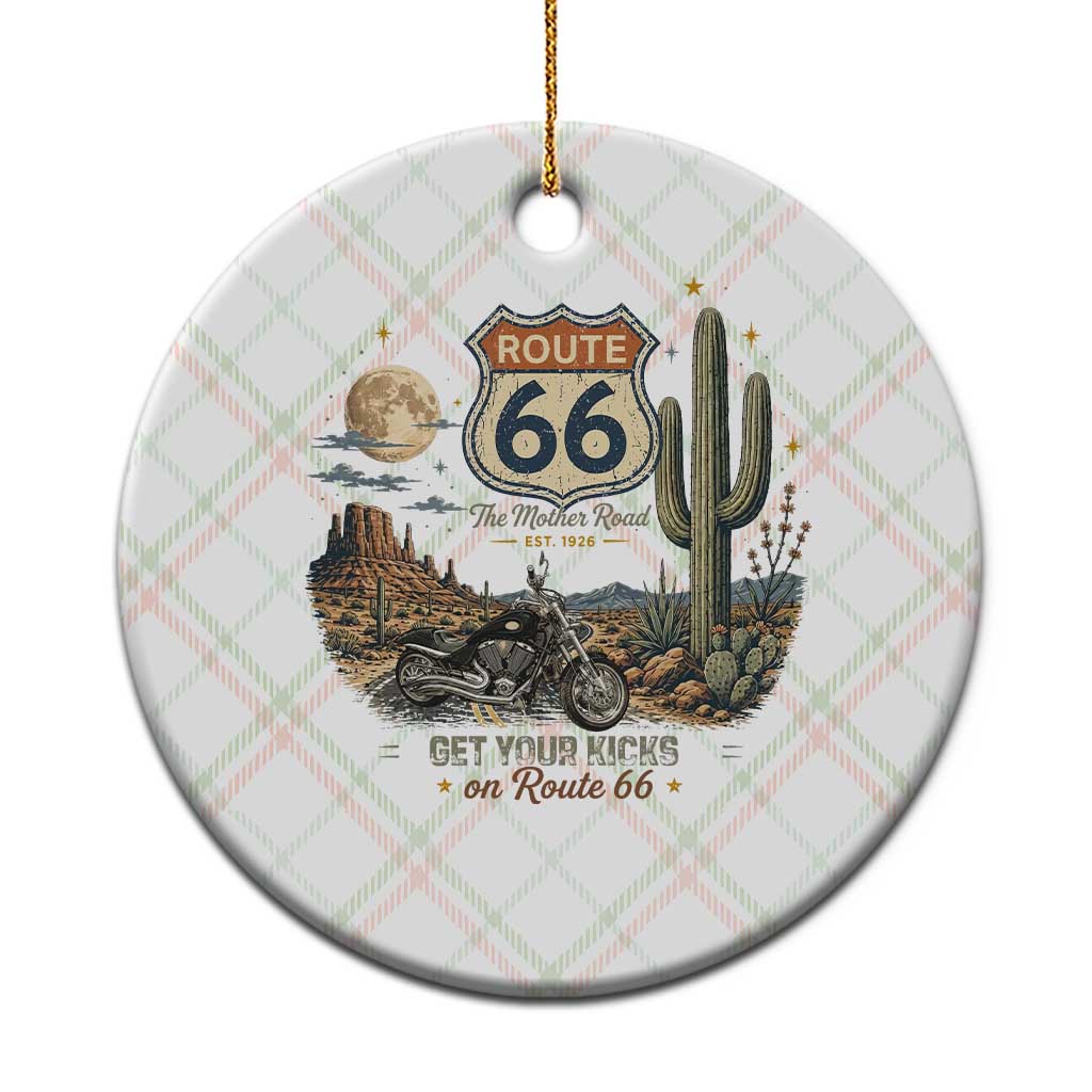 Highway 66 Get Your Kicks Centennial Road Trip Ceramic Ornament Vintage 1976 American Cruiser Motorcycle Lover 100th Anniversary Gift