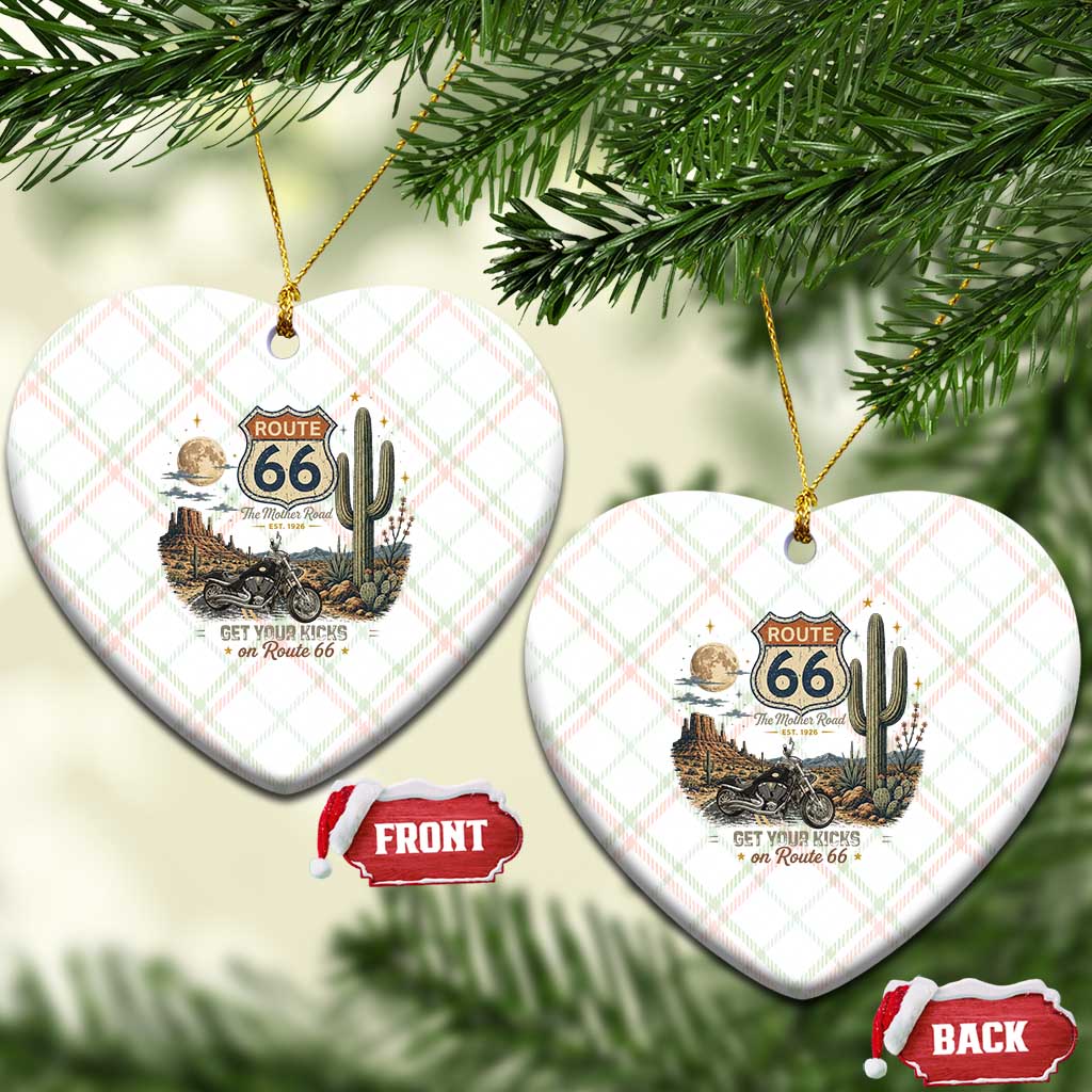 Highway 66 Get Your Kicks Centennial Road Trip Ceramic Ornament Vintage 1976 American Cruiser Motorcycle Lover 100th Anniversary Gift