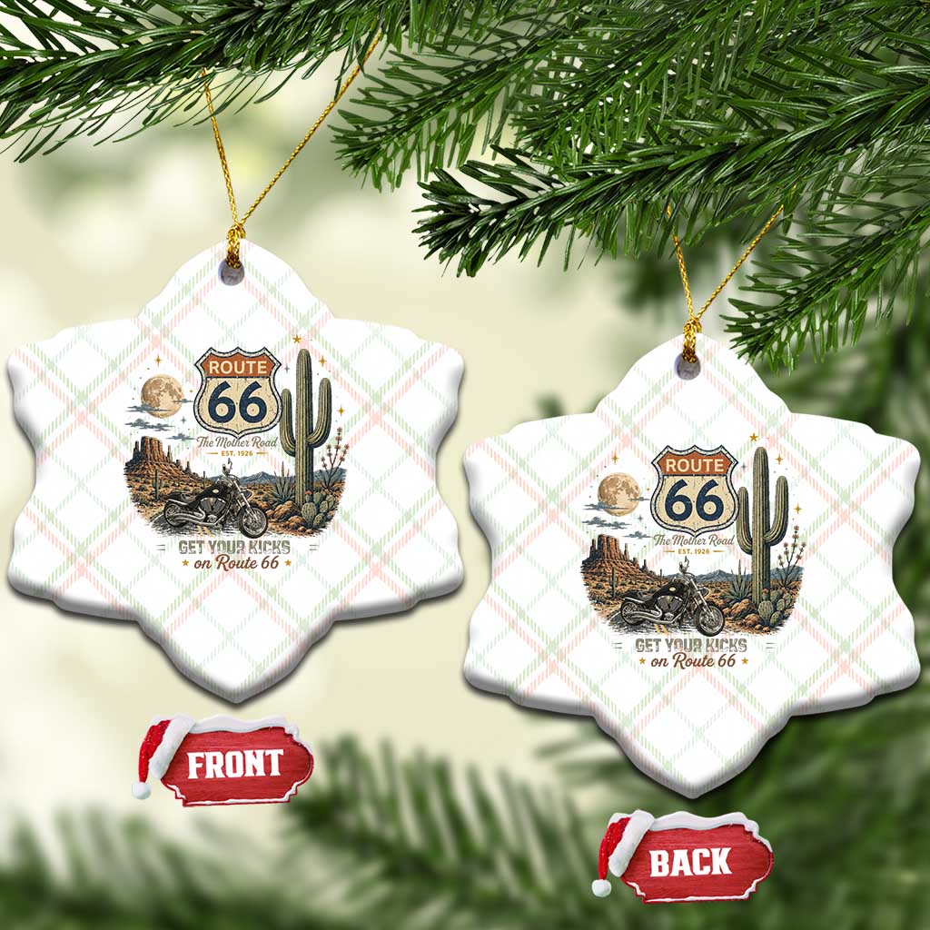 Highway 66 Get Your Kicks Centennial Road Trip Ceramic Ornament Vintage 1976 American Cruiser Motorcycle Lover 100th Anniversary Gift