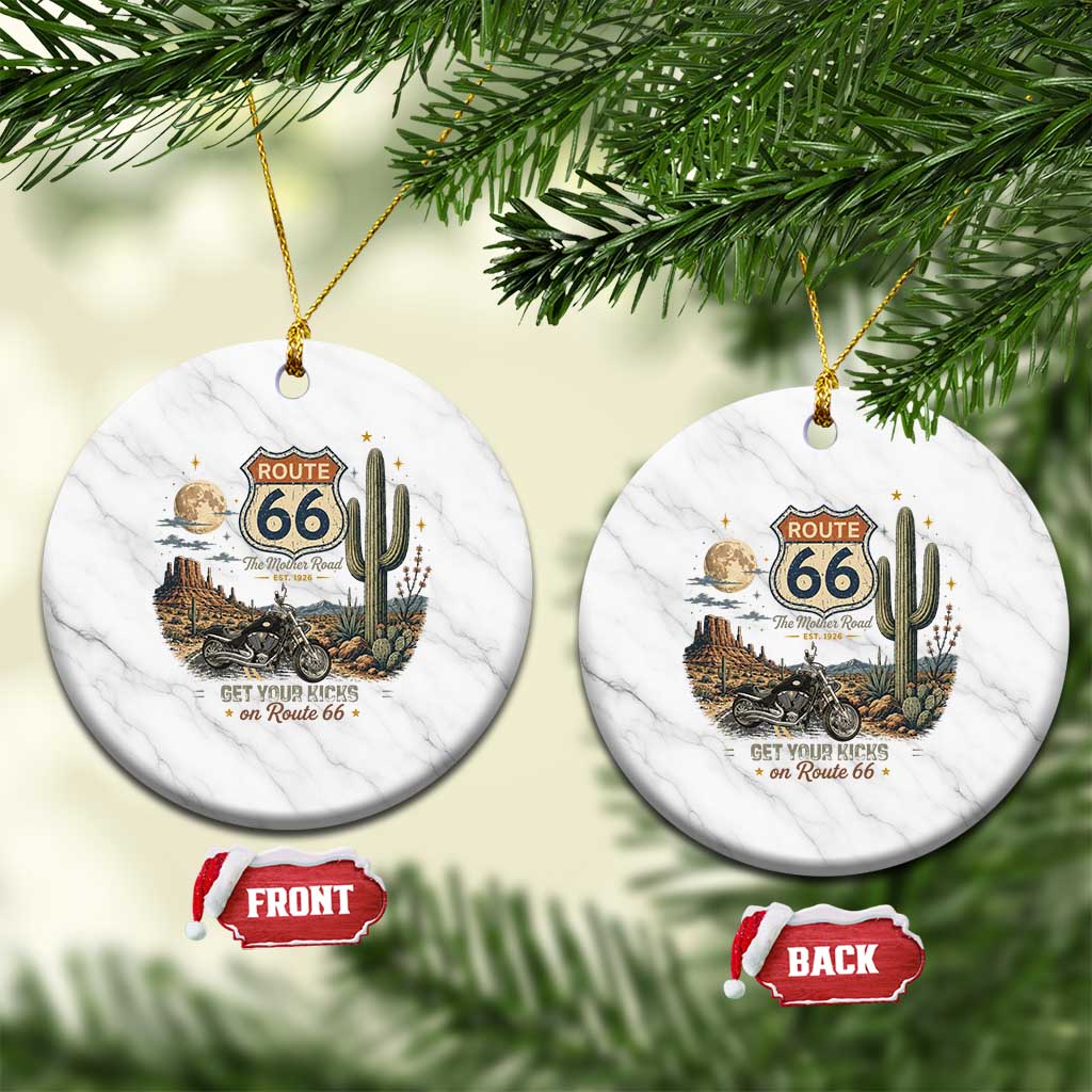 Route Highway 66 Get Your Kicks Centennial Road Trip Ceramic Ornament Vintage 1976 American Cruiser Motorcycle Lover 100th Anniversary Gift TS14 1pc White Marble Print Your Wear