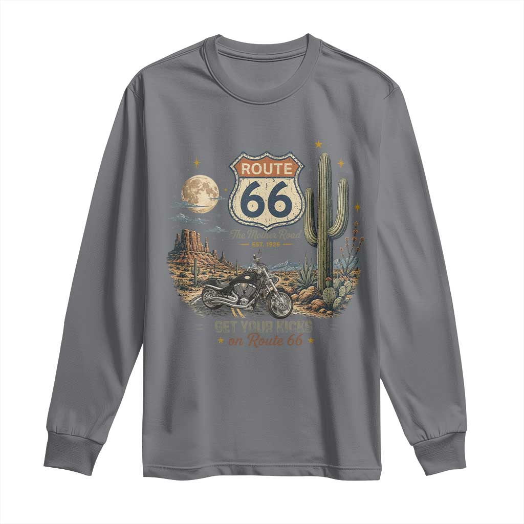 Highway 66 Get Your Kicks Centennial Road Trip Long Sleeve Shirt Vintage 1976 American Cruiser Motorcycle Lover 100th Anniversary Gift