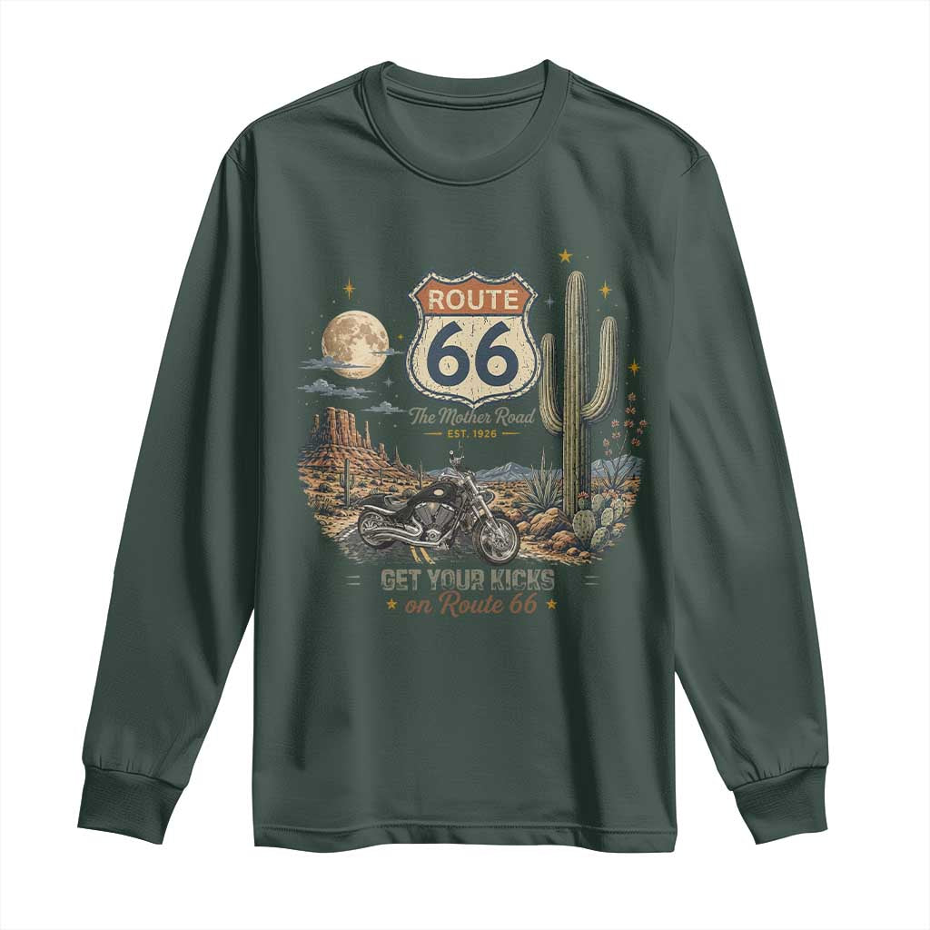 Highway 66 Get Your Kicks Centennial Road Trip Long Sleeve Shirt Vintage 1976 American Cruiser Motorcycle Lover 100th Anniversary Gift
