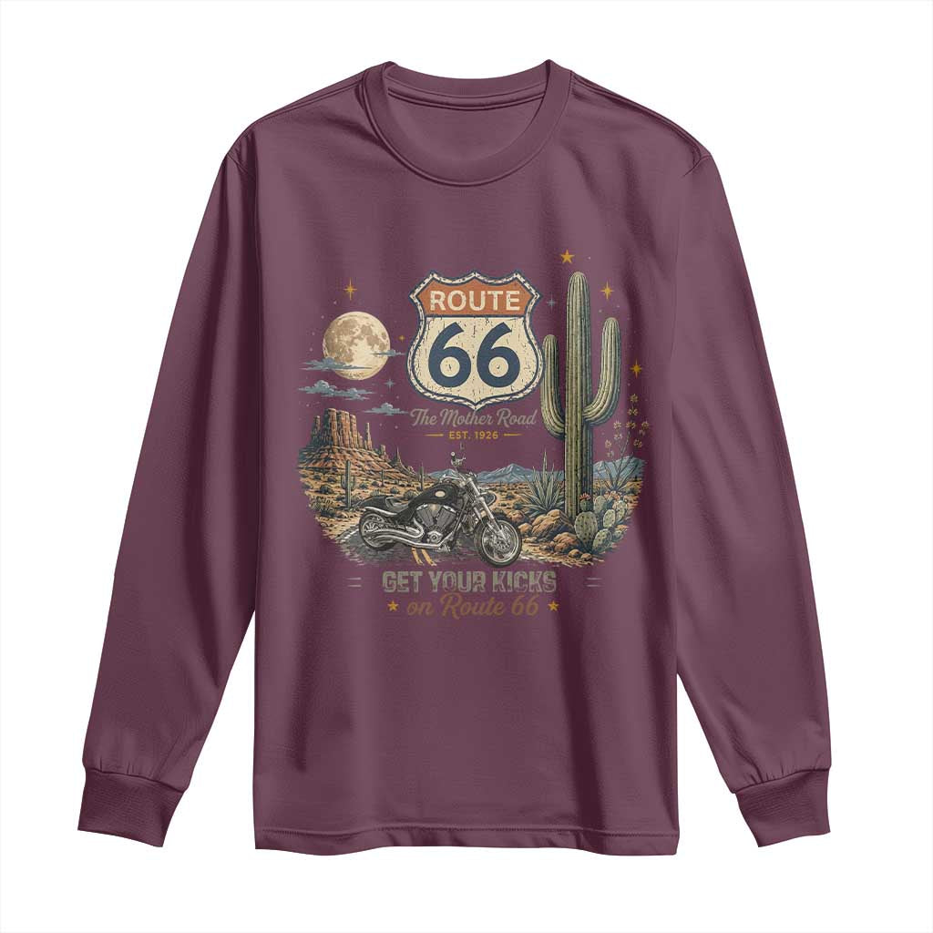 Highway 66 Get Your Kicks Centennial Road Trip Long Sleeve Shirt Vintage 1976 American Cruiser Motorcycle Lover 100th Anniversary Gift
