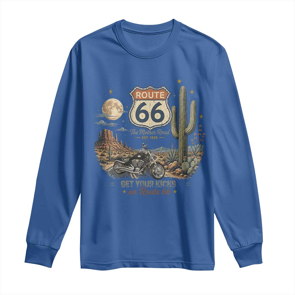 Highway 66 Get Your Kicks Centennial Road Trip Long Sleeve Shirt Vintage 1976 American Cruiser Motorcycle Lover 100th Anniversary Gift