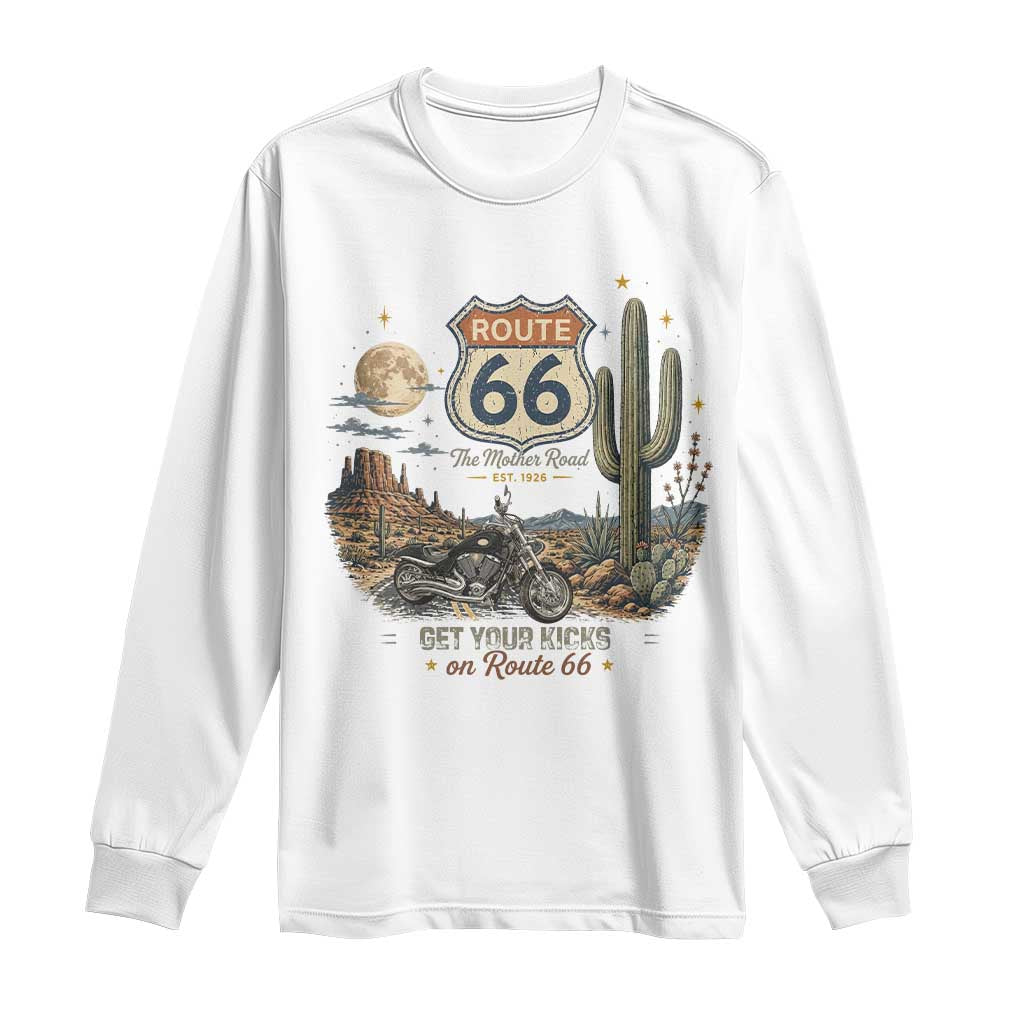 Highway 66 Get Your Kicks Centennial Road Trip Long Sleeve Shirt Vintage 1976 American Cruiser Motorcycle Lover 100th Anniversary Gift TS14 White Print Your Wear