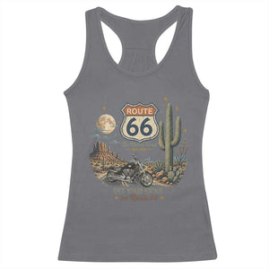 Highway 66 Get Your Kicks Centennial Road Trip Racerback Tank Top Vintage 1976 American Cruiser Motorcycle Lover 100th Anniversary Gift