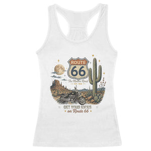 Highway 66 Get Your Kicks Centennial Road Trip Racerback Tank Top Vintage 1976 American Cruiser Motorcycle Lover 100th Anniversary Gift