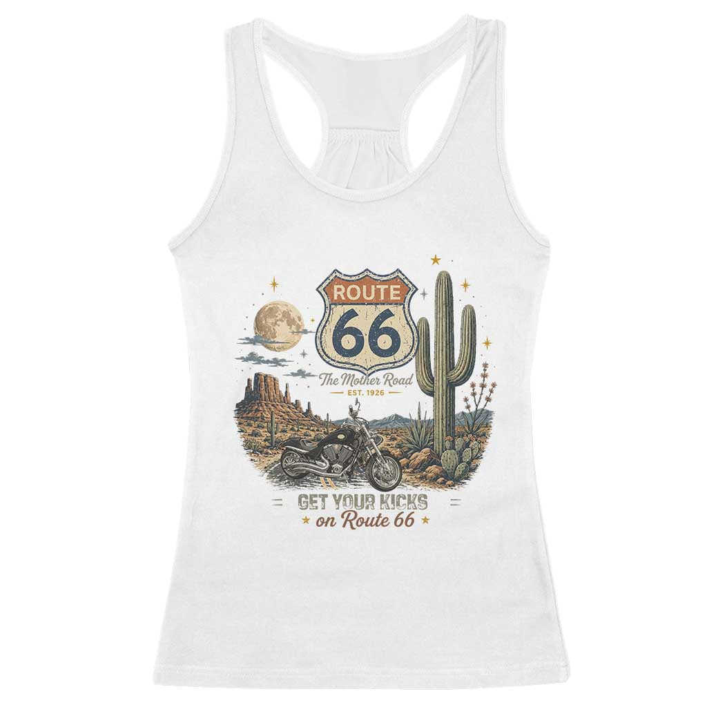 Route Highway 66 Get Your Kicks Centennial Road Trip Racerback Tank Top Vintage 1976 American Cruiser Motorcycle Lover 100th Anniversary Gift TS14 White Print Your Wear
