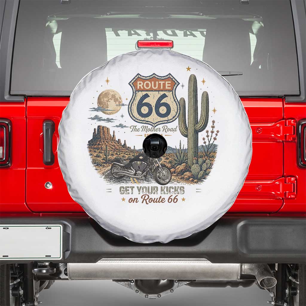 Highway 66 Get Your Kicks Centennial Road Trip Spare Tire Cover Vintage 1976 American Cruiser Motorcycle Lover 100th Anniversary Gift