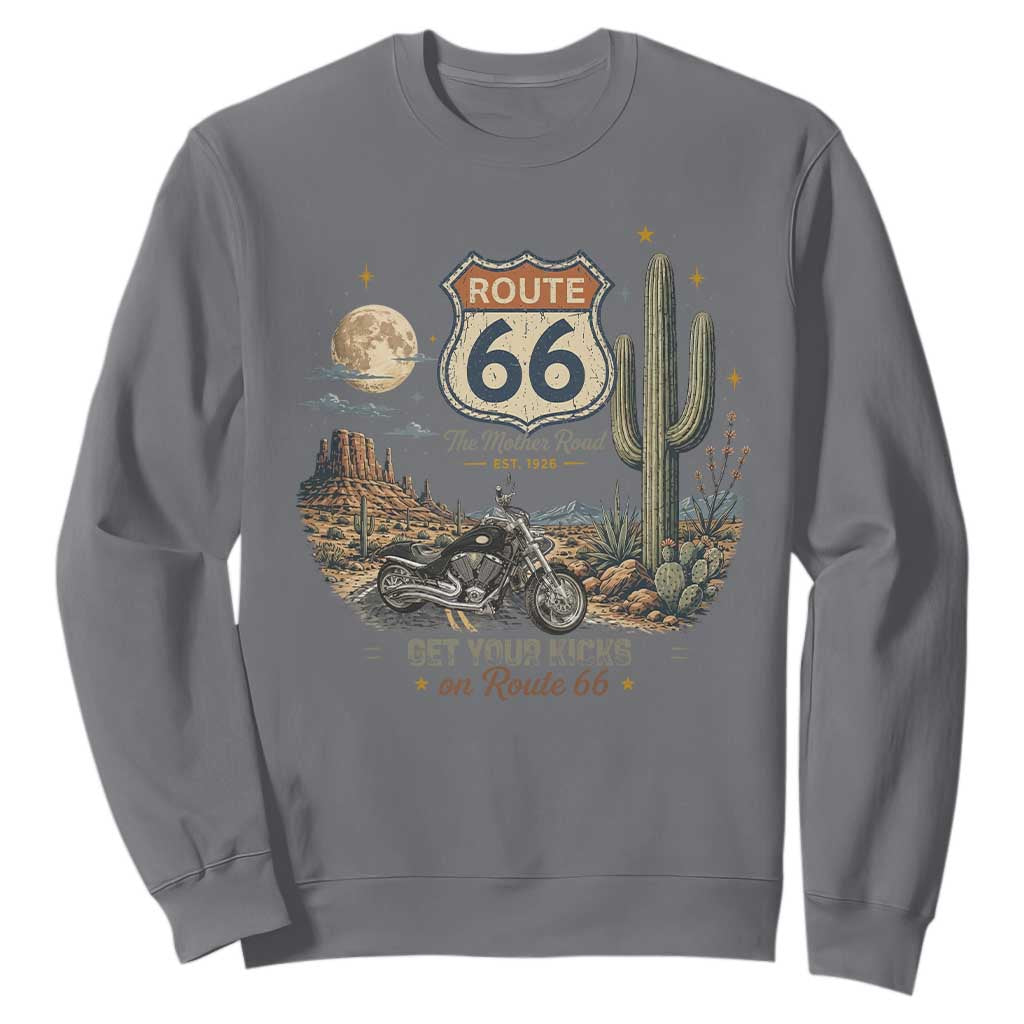 Highway 66 Get Your Kicks Centennial Road Trip Sweatshirt Vintage 1976 American Cruiser Motorcycle Lover 100th Anniversary Gift