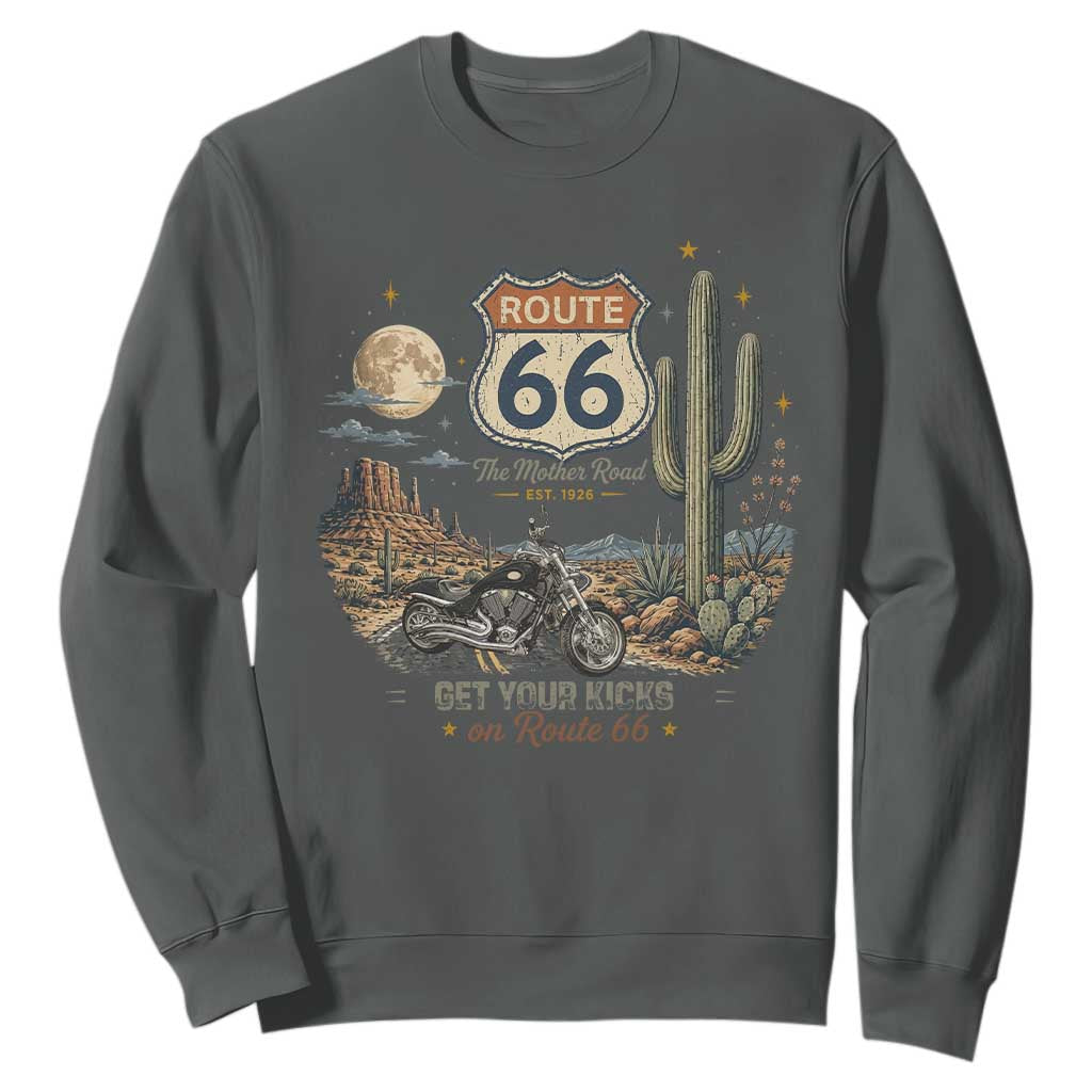Highway 66 Get Your Kicks Centennial Road Trip Sweatshirt Vintage 1976 American Cruiser Motorcycle Lover 100th Anniversary Gift