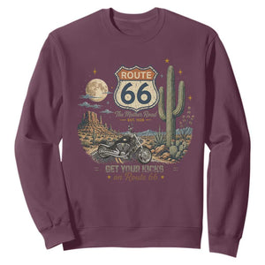 Highway 66 Get Your Kicks Centennial Road Trip Sweatshirt Vintage 1976 American Cruiser Motorcycle Lover 100th Anniversary Gift