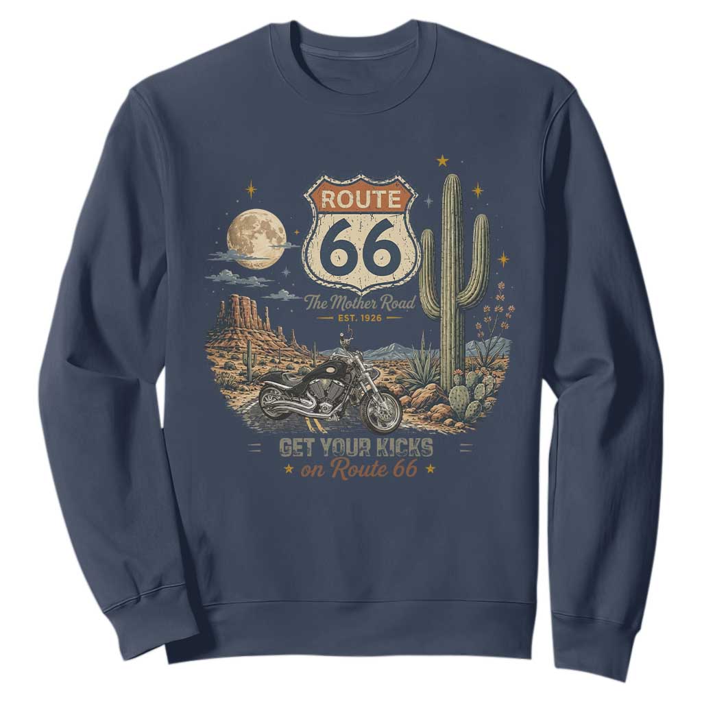 Highway 66 Get Your Kicks Centennial Road Trip Sweatshirt Vintage 1976 American Cruiser Motorcycle Lover 100th Anniversary Gift