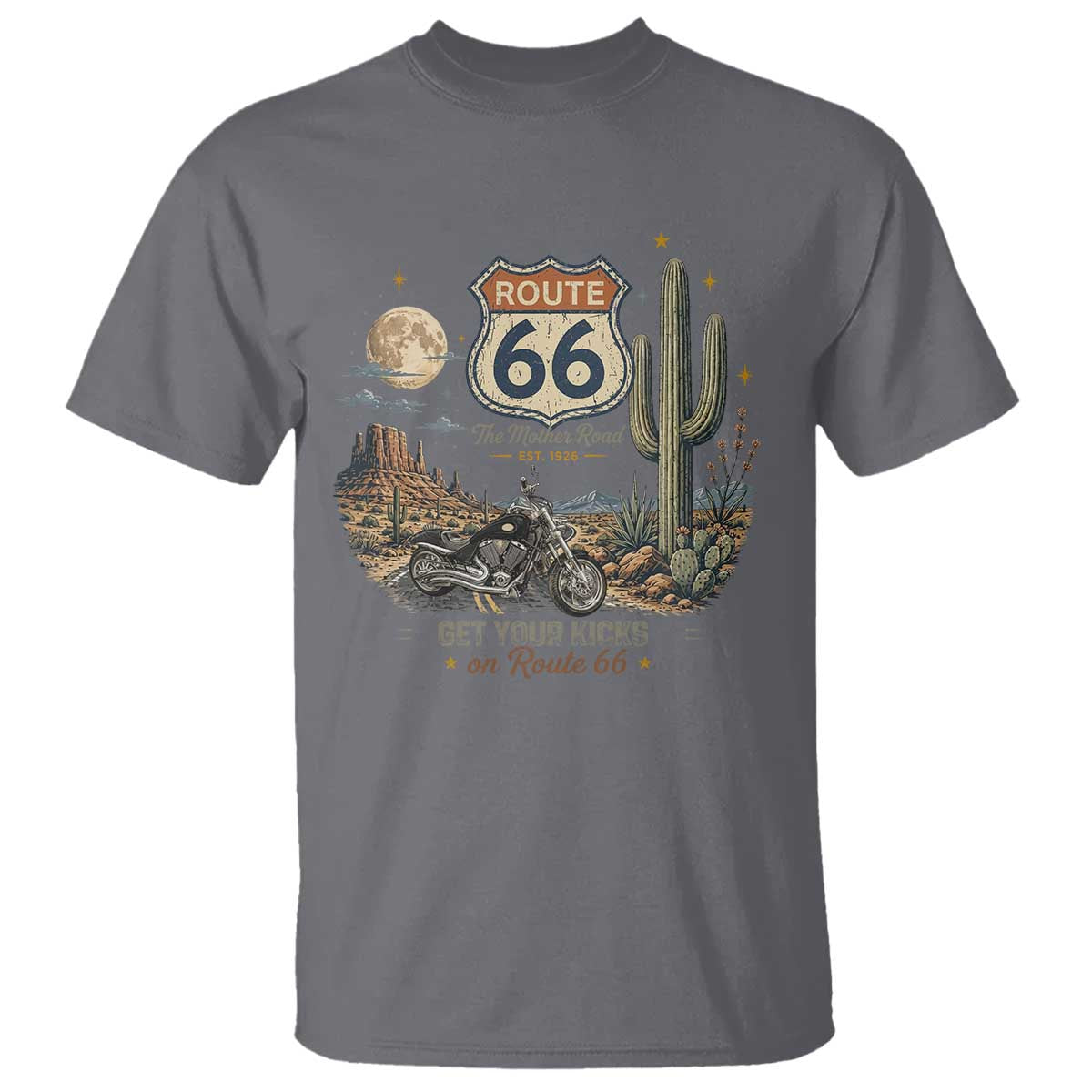 Highway 66 Get Your Kicks Centennial Road Trip T Shirt Vintage 1976 American Cruiser Motorcycle Lover 100th Anniversary Gift