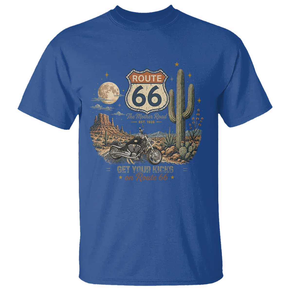 Highway 66 Get Your Kicks Centennial Road Trip T Shirt Vintage 1976 American Cruiser Motorcycle Lover 100th Anniversary Gift