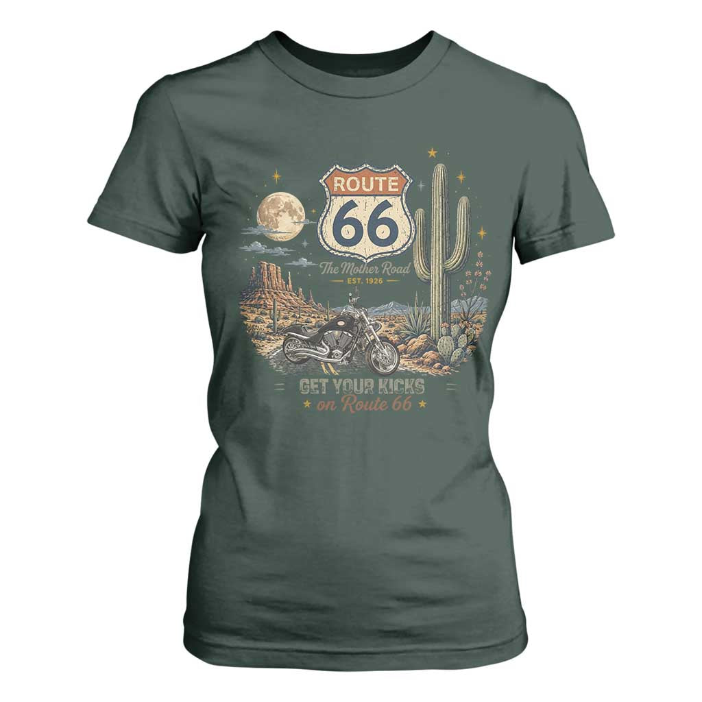 Highway 66 Get Your Kicks Centennial Road Trip T Shirt For Women Vintage 1976 American Cruiser Motorcycle Lover 100th Anniversary Gift
