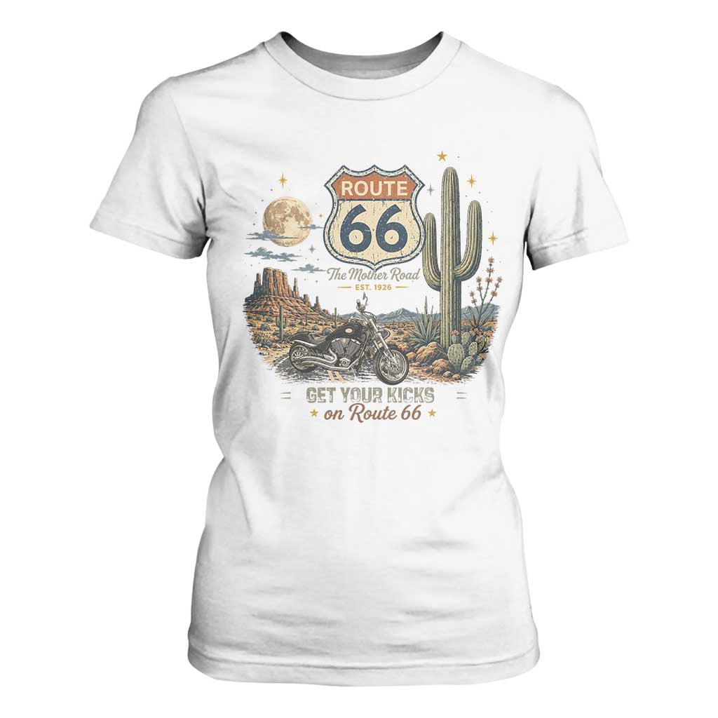 Highway 66 Get Your Kicks Centennial Road Trip T Shirt For Women Vintage 1976 American Cruiser Motorcycle Lover 100th Anniversary Gift