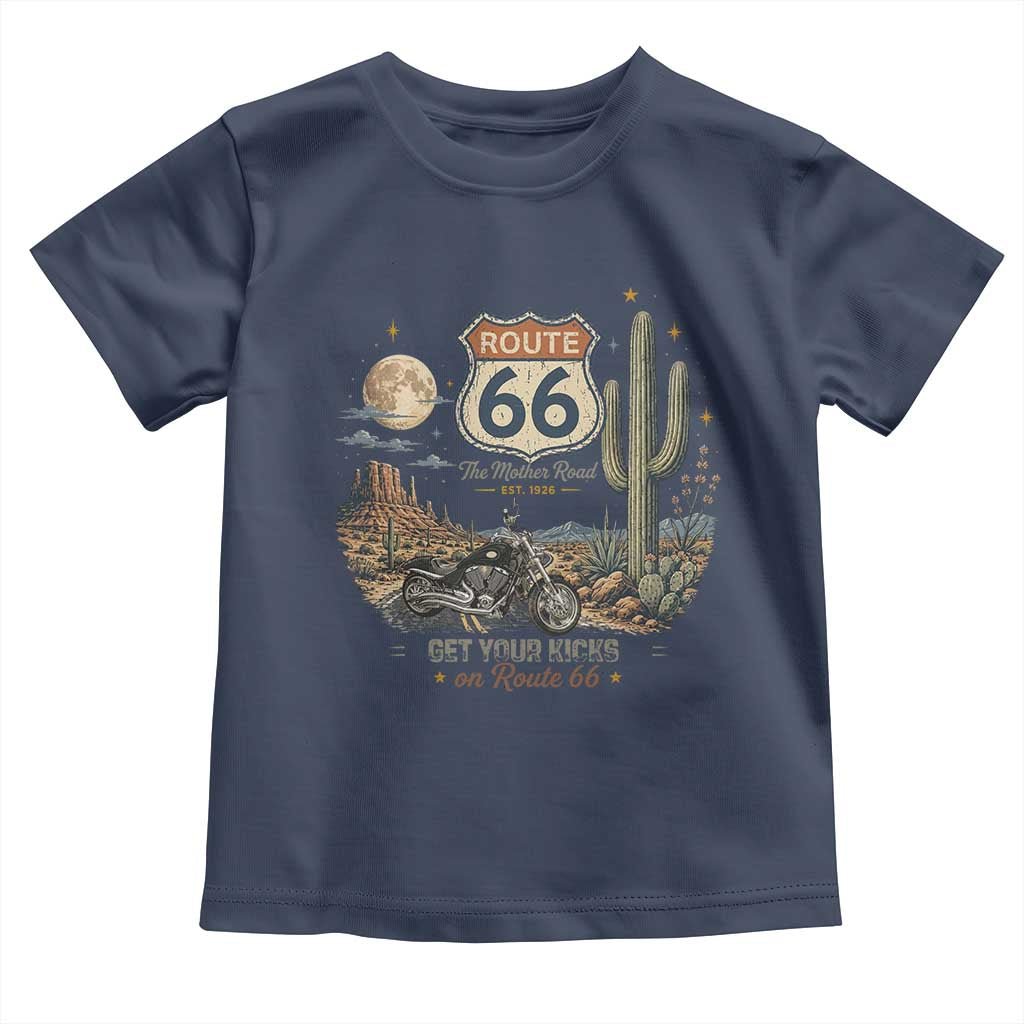 Highway 66 Get Your Kicks Centennial Road Trip Toddler T Shirt Vintage 1976 American Cruiser Motorcycle Lover 100th Anniversary Gift