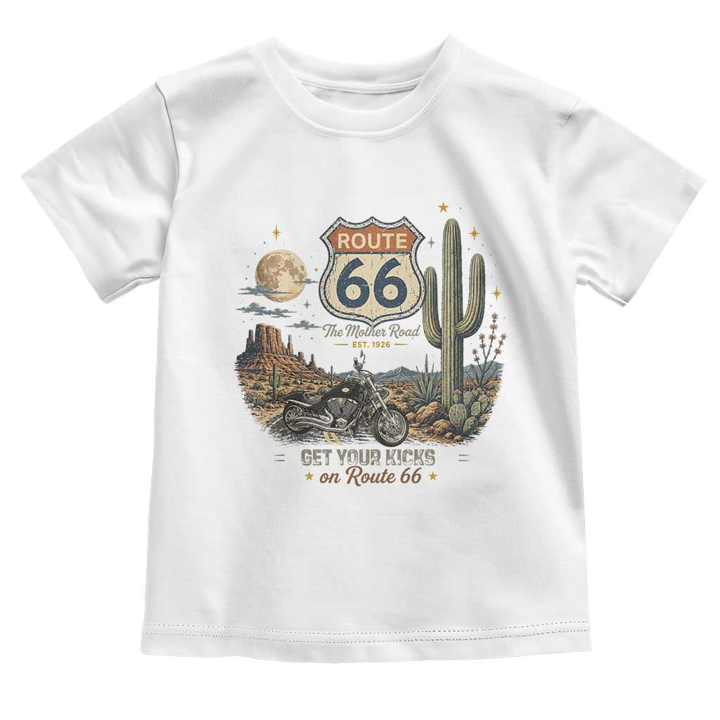 Highway 66 Get Your Kicks Centennial Road Trip Toddler T Shirt Vintage 1976 American Cruiser Motorcycle Lover 100th Anniversary Gift TS14 White Print Your Wear