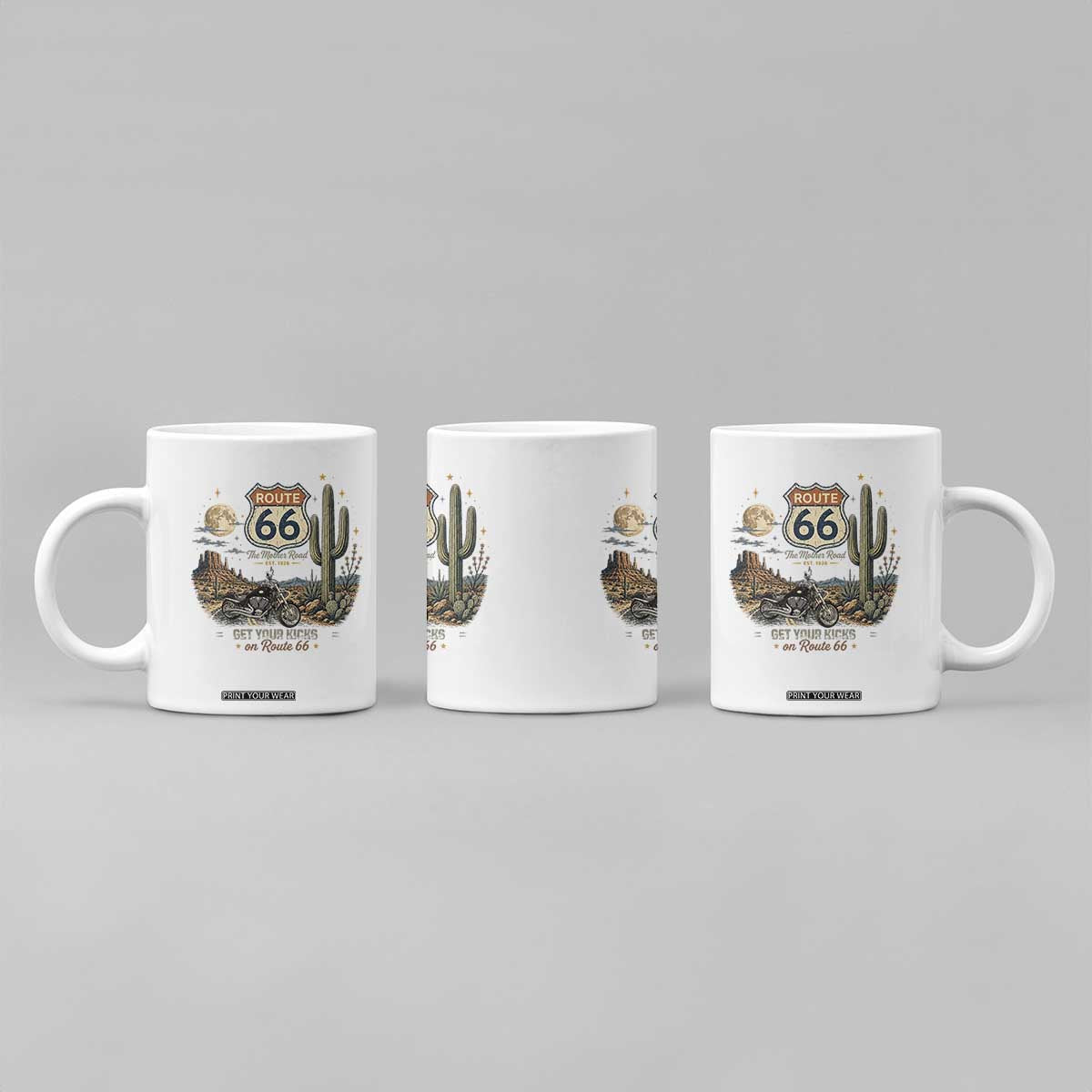 Highway 66 Get Your Kicks Centennial Road Trip Coffee Mug Vintage 1976 American Cruiser Motorcycle Lover 100th Anniversary Gift