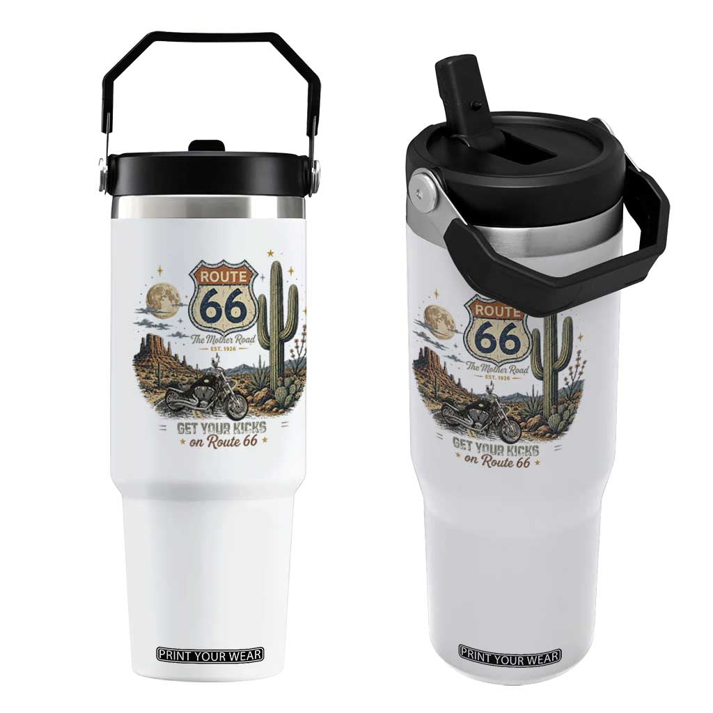 Route Highway 66 Get Your Kicks Centennial Road Trip Flip Straw Tumbler Vintage 1976 American Cruiser Motorcycle Lover 100th Anniversary Gift TS14 One Size: 30 oz White Print Your Wear
