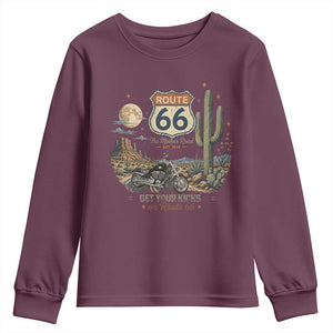 Highway 66 Get Your Kicks Centennial Road Trip Youth Sweatshirt Vintage 1976 American Cruiser Motorcycle Lover 100th Anniversary Gift