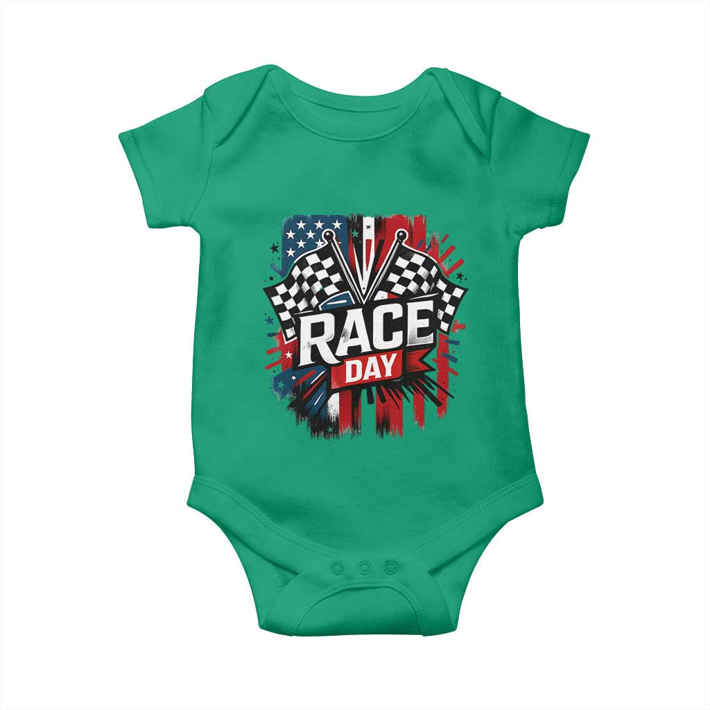Checkered Flag Racing Baby Onesie Race Day Team Lover TS14 Irish Green Print Your Wear