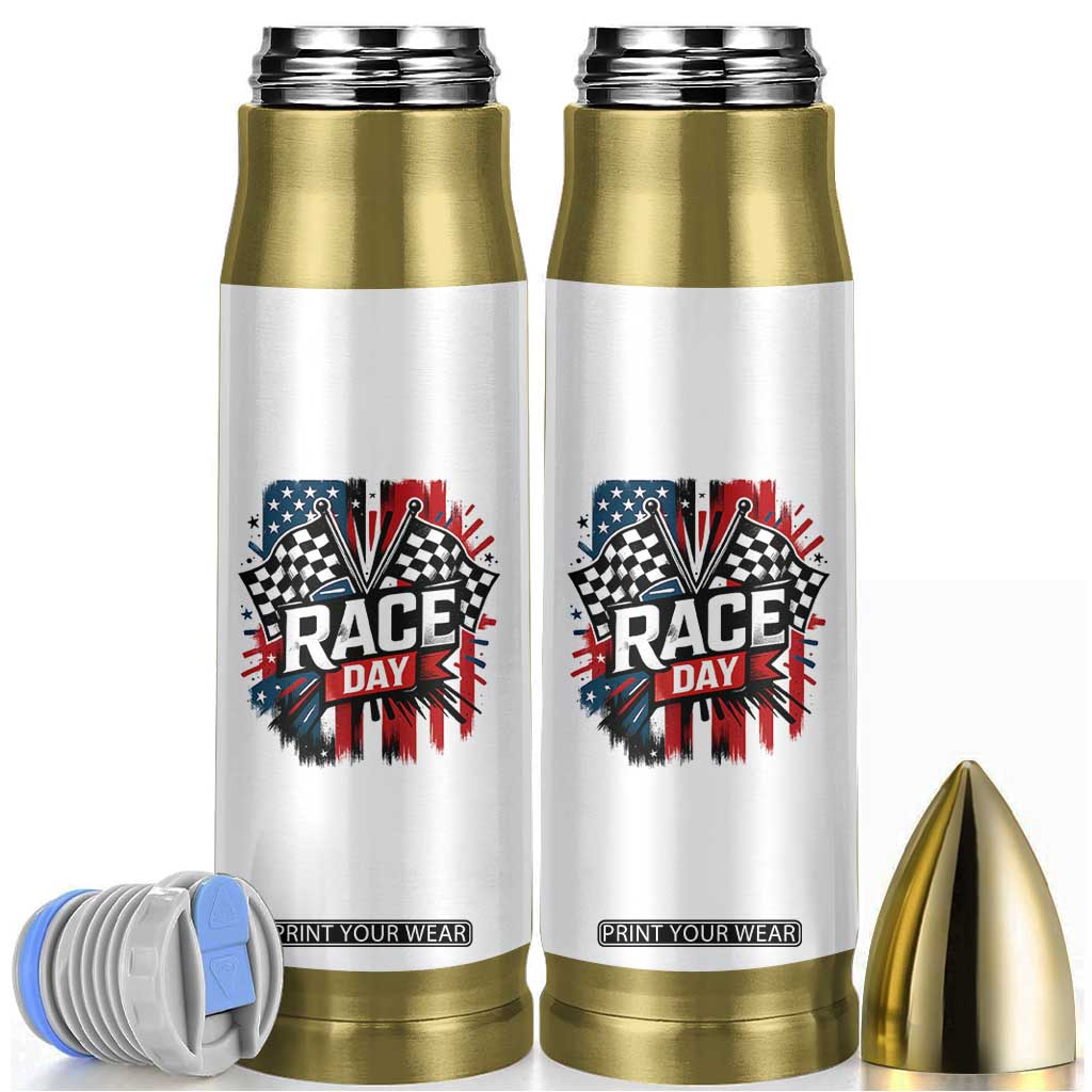 Checkered Flag Racing Bullet Tumbler Race Day Team Lover TS14 White Print Your Wear