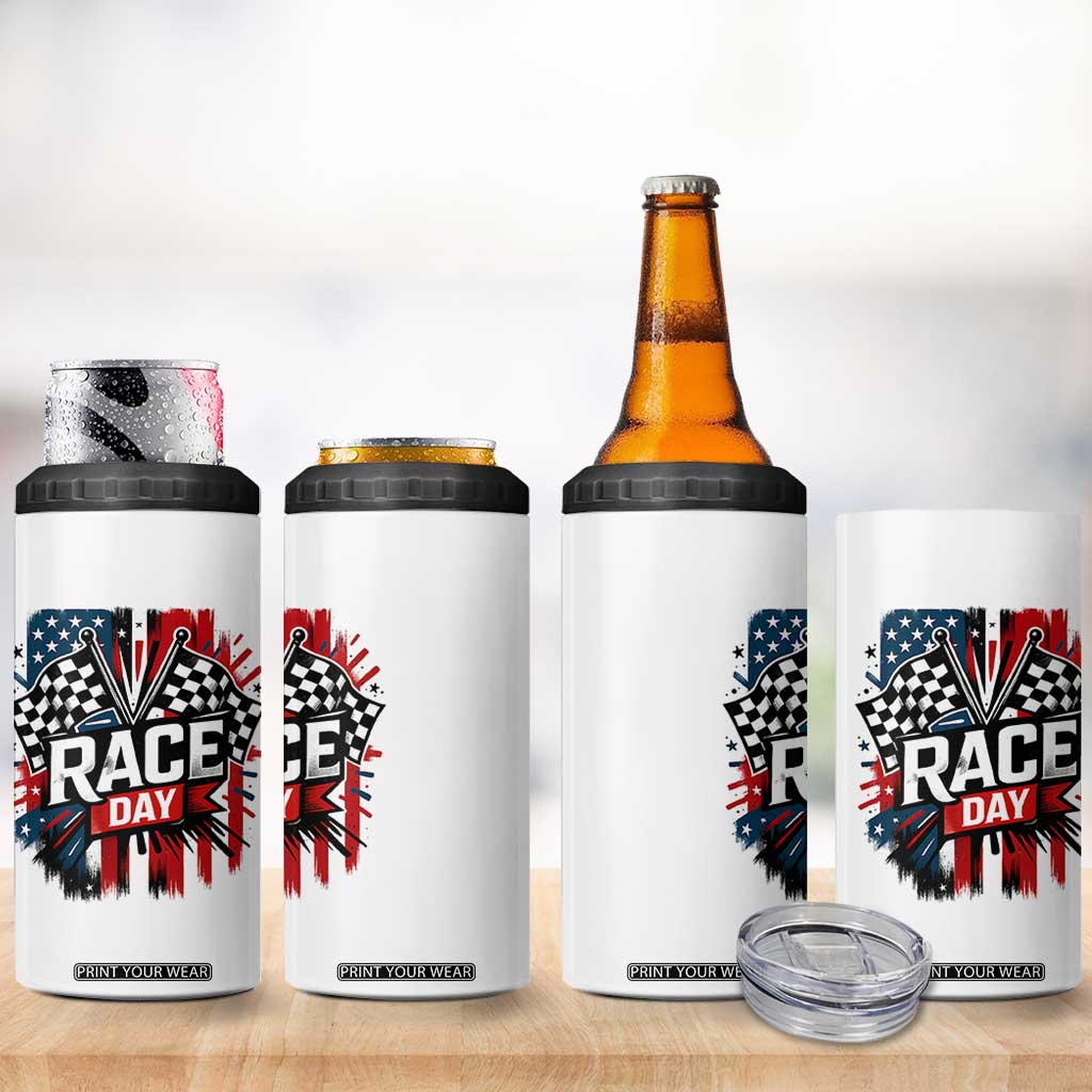 Checkered Flag Racing 4 in 1 Can Cooler Tumbler Race Day Team Lover TS14 Print Your Wear