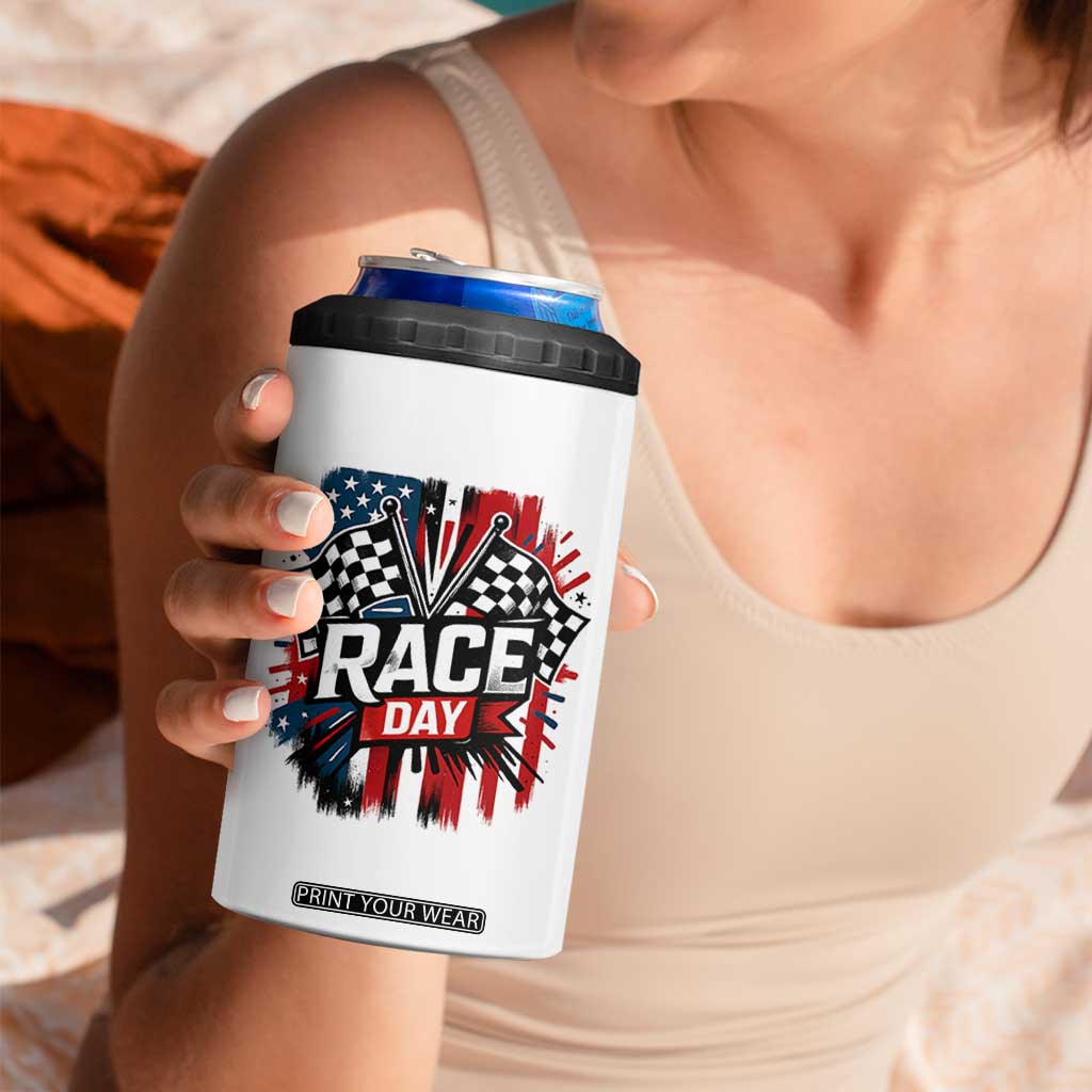 Checkered Flag Racing 4 in 1 Can Cooler Tumbler Race Day Team Lover TS14 Print Your Wear