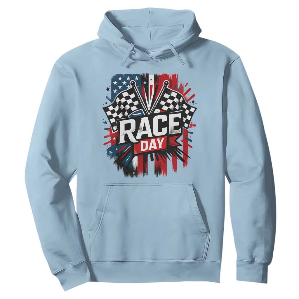 Checkered Flag Racing Hoodie Race Day Team Lover TS14 Light Blue Print Your Wear
