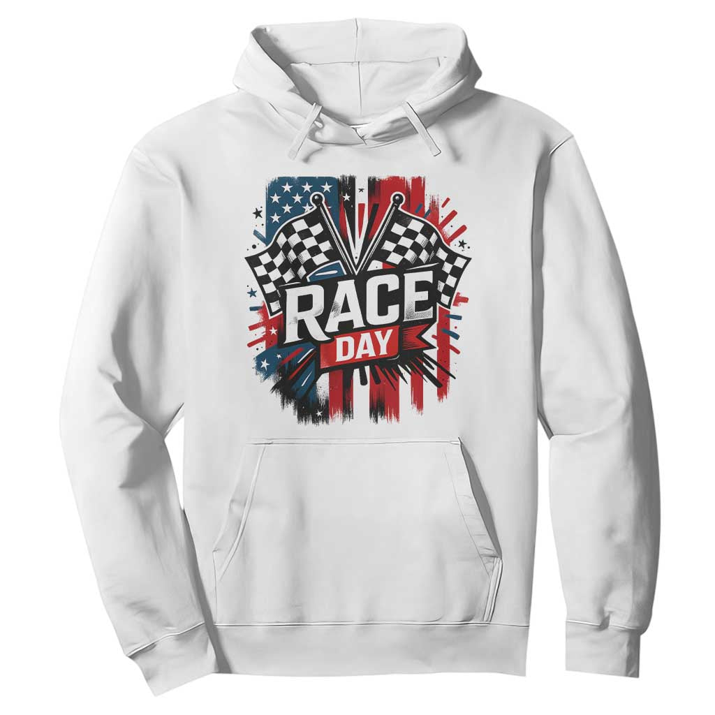 Checkered Flag Racing Hoodie Race Day Team Lover TS14 White Print Your Wear