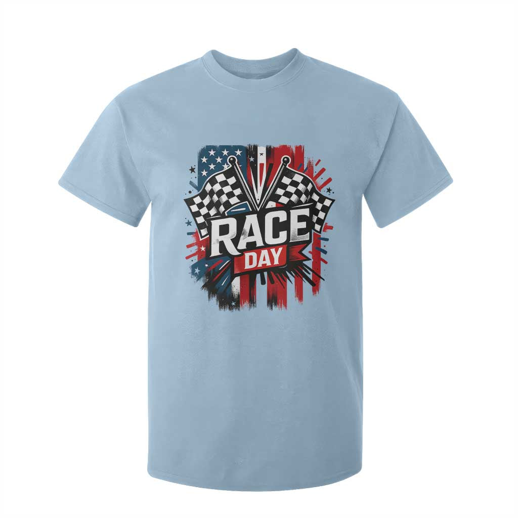 Checkered Flag Racing T Shirt For Kid Race Day Team Lover TS14 Light Blue Print Your Wear