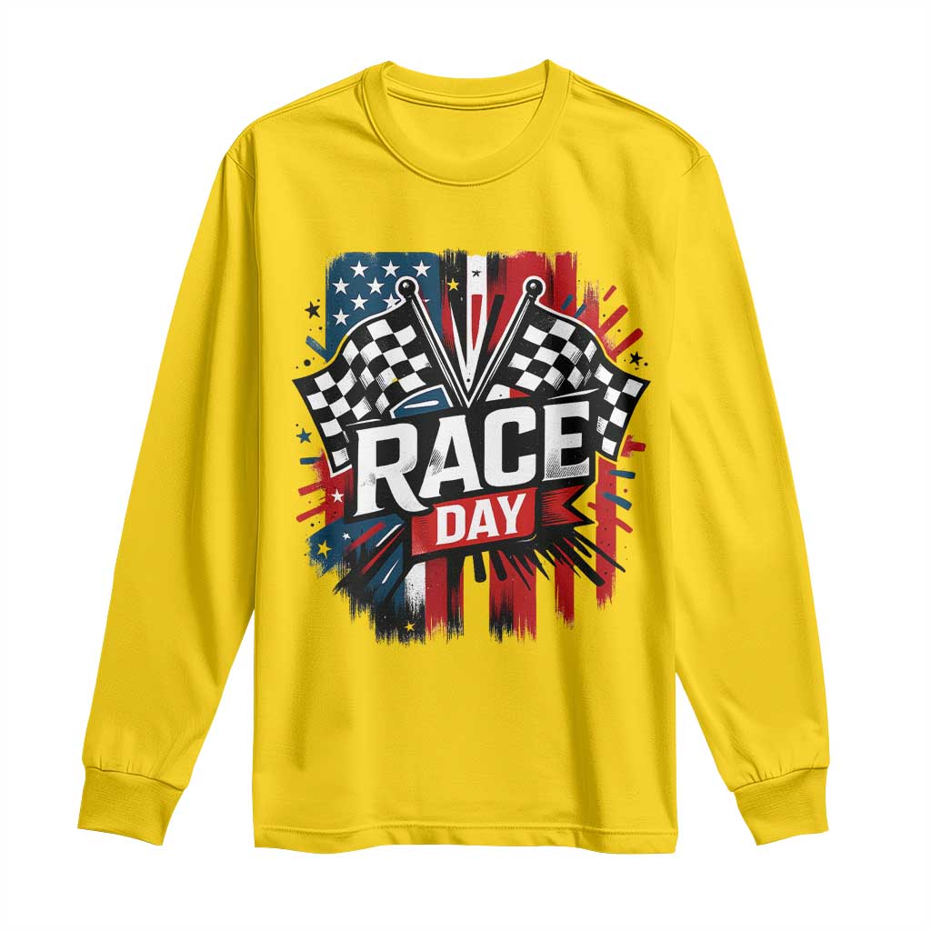 Checkered Flag Racing Long Sleeve Shirt Race Day Team Lover TS14 Daisy Print Your Wear
